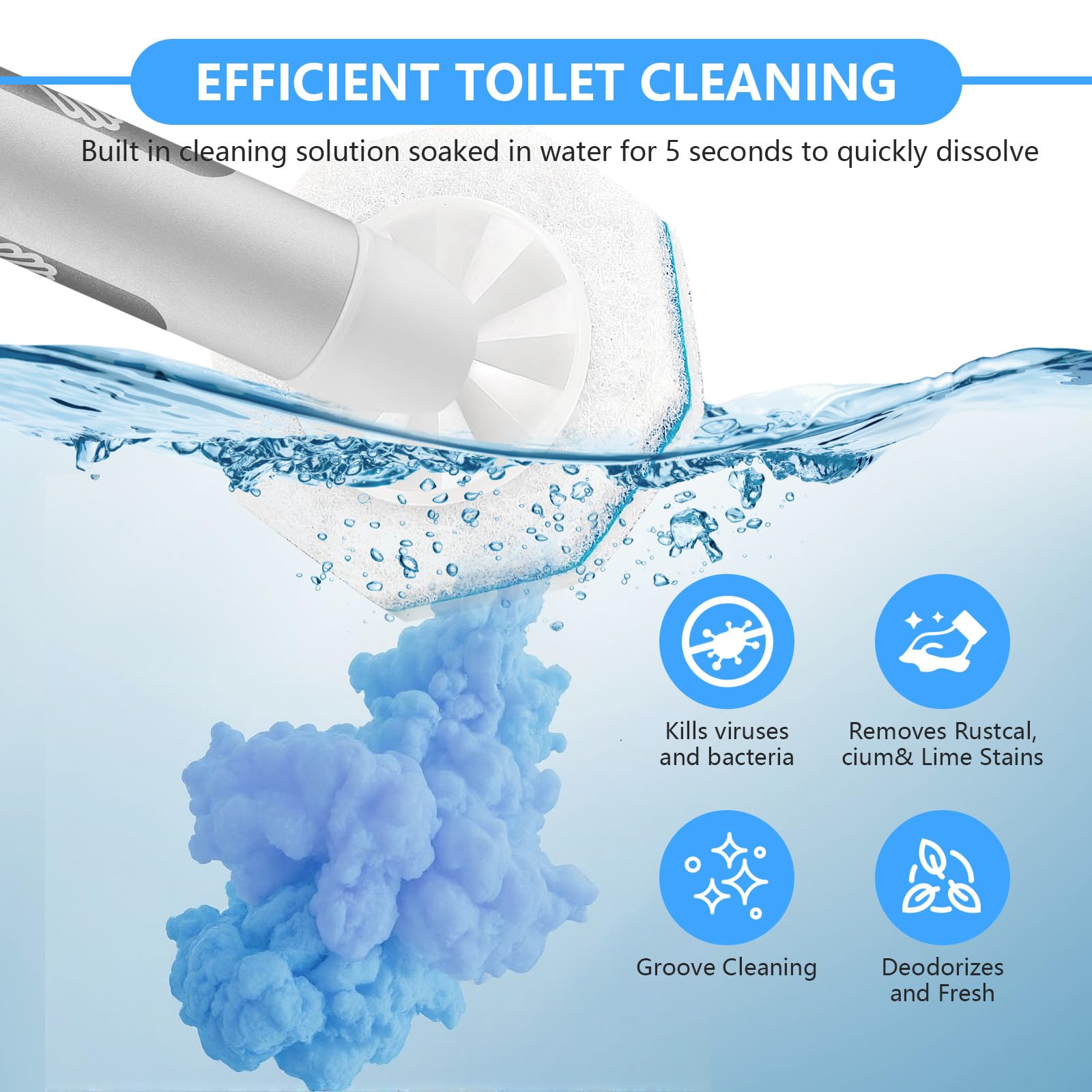 50 Pcs Toilet Bowl Wand Refills for Clorox, Upgraded Octagon Disposable Replacement Heads Compatible with Clorox Toilet Wand for Bathroom Cleaning