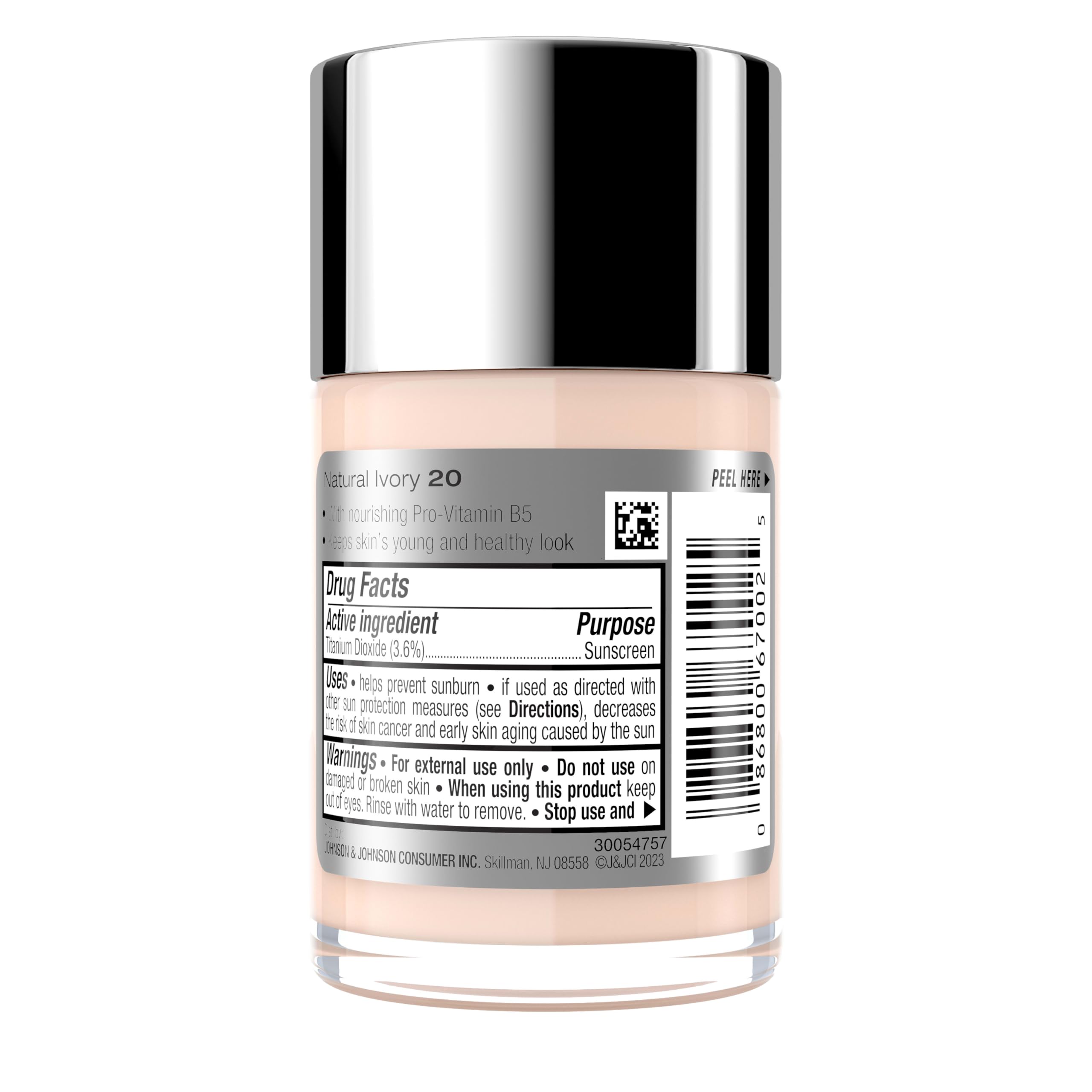 Neutrogena Healthy Skin Liquid Foundation Makeup with Broad Spectrum SPF 20 Sunscreen, Lightweight, Medium Coverage Makeup with Sunscreen and Pro-Vitamin B5, Natural Ivory 20, 1 fl. oz