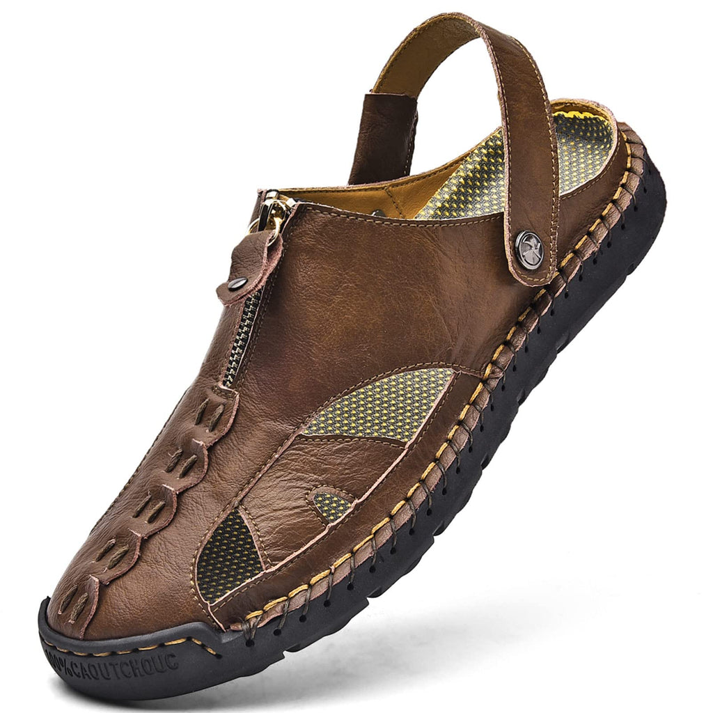 Shaire Men'S Sandals Outdoor Leather Closed Toe Beach Shoes