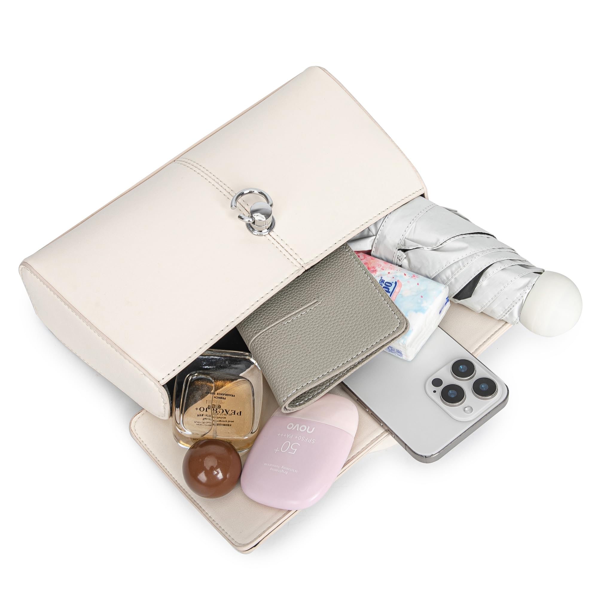 Women's Thea Top Handle Bag Purse Small Top Handle Purses For Women Vanity Purse (BEIGE)