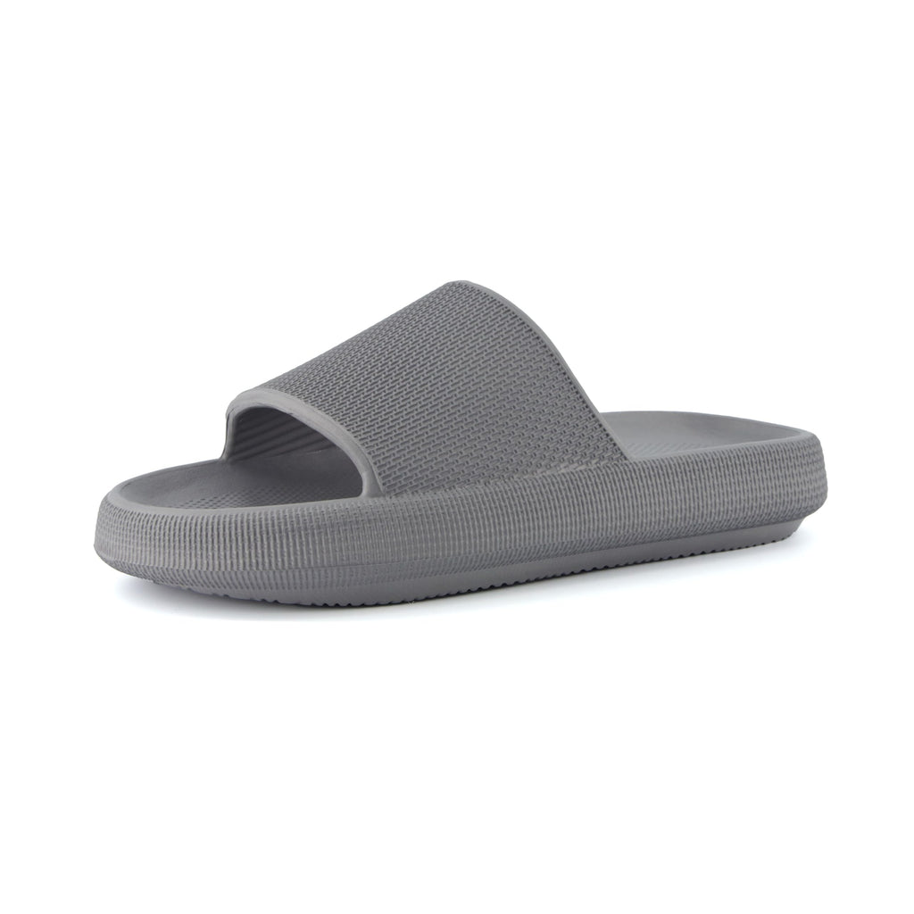 CUSHIONAIRE Feather EVA Mens Sandals – Slip On Recovery Slides, Lightweight Water Shoes for Men, GRAY 9