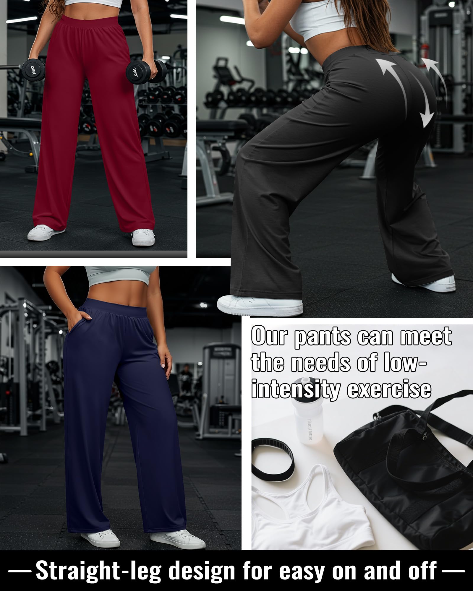 Huukeay 3 Pack Women's Plus Size Wide Leg Sweatpants, 3-Color, X-Large
