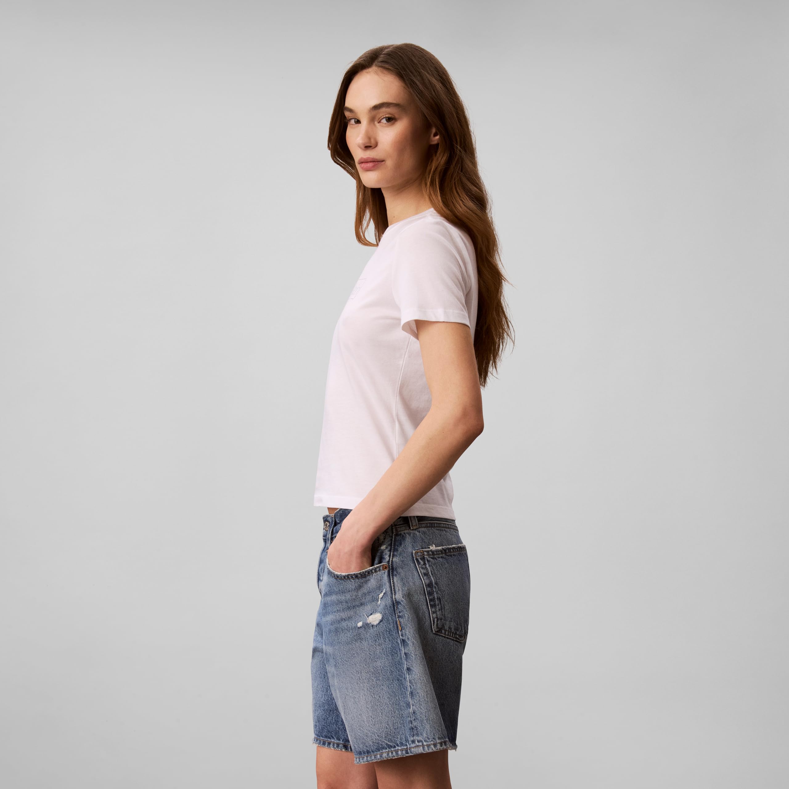 Calvin Klein Women's Slim Fit Cotton Modal Monogram Tee