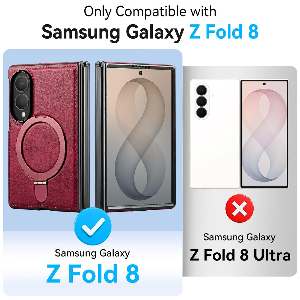 CHEEWADA for Galaxy Z Fold 8 Case with Stand Compatible with Magsafe, Red