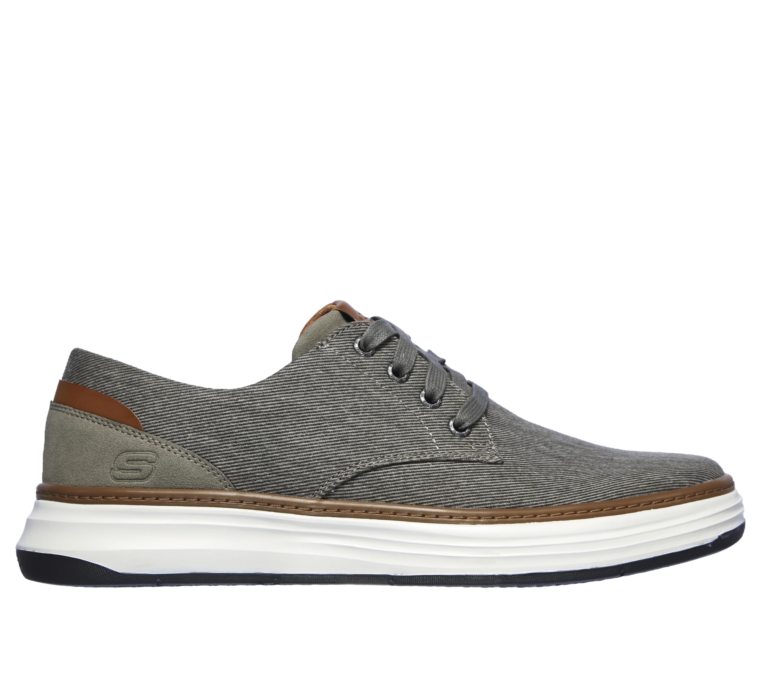 Skechers Men's Moreno Canvas Oxford Shoe, Beige, 12 Wide US