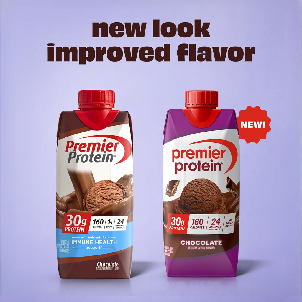 Premier Protein Shake, Chocolate, 30g Protein, No Added Sugar, 24 Vitamins & Minerals to Support Immune Health, 11 fl oz, 12 Pack (Packaging May Vary)