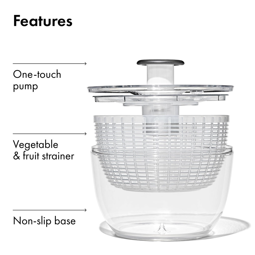 OXO Good Grips Salad Spinner | Lettuce Spinner | Fruit Washer | Fruit Washing Bowl with Strainer | Vegetable Cleaner | Salad Cleaner | Lettuce Washer | 6.22 Quart Capacity