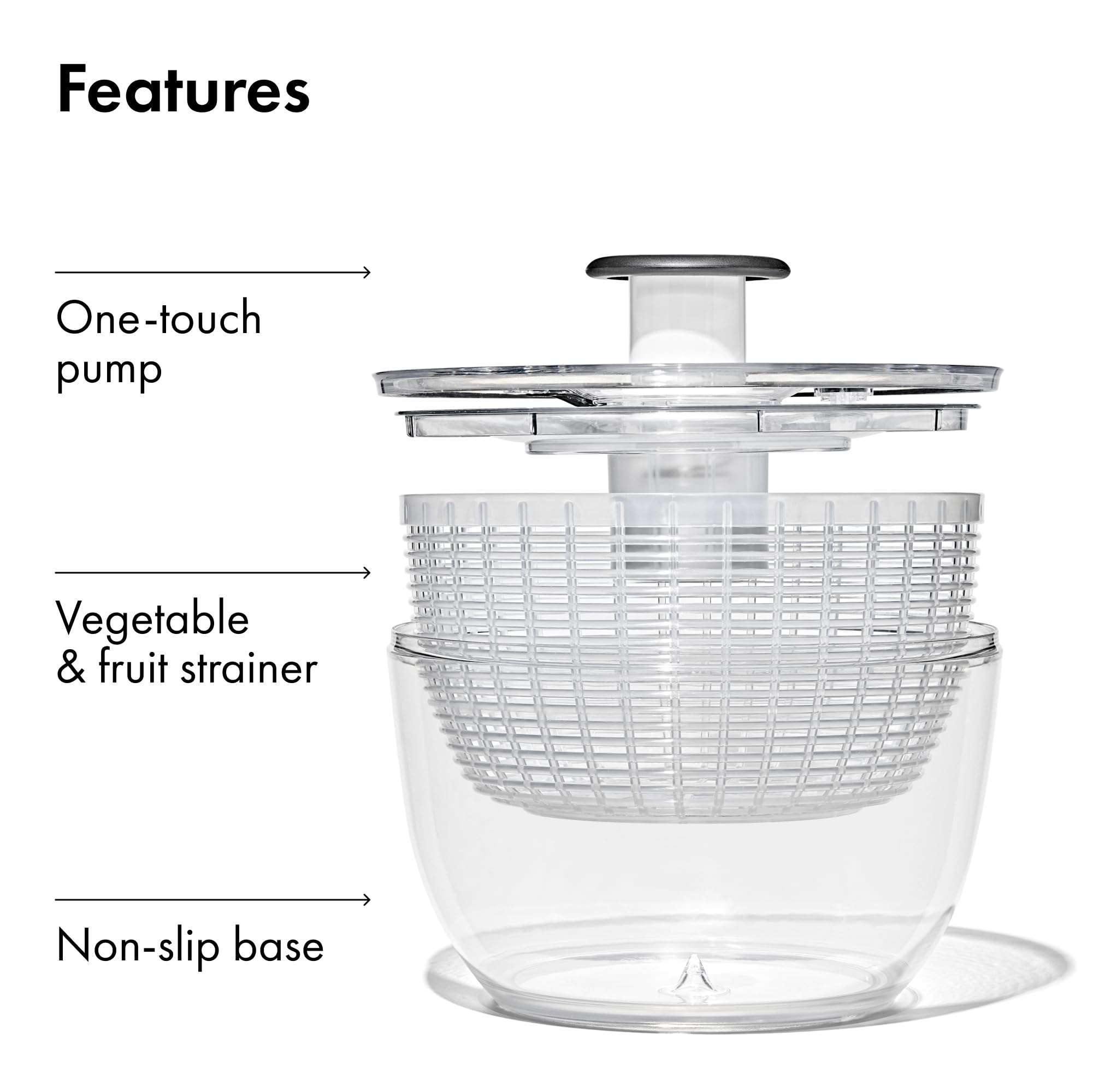 OXO Good Grips Salad Spinner | Lettuce Spinner | Fruit Washer | Fruit Washing Bowl with Strainer | Vegetable Cleaner | Salad Cleaner | Lettuce Washer | 6.22 Quart Capacity