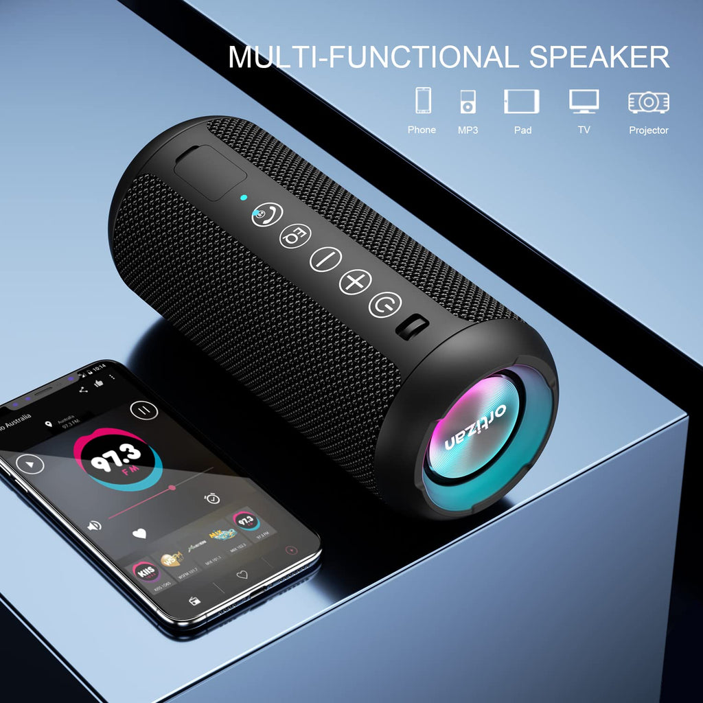 Ortizan Portable Bluetooth Speaker: IPX7 Waterproof, Wireless, Big Sound, Deep Bass, Dual Pairing, 30H Playtime, Valentines Day Gifts for Him, Birthday Gifts for Men Women, Adult White Elephant Gifts