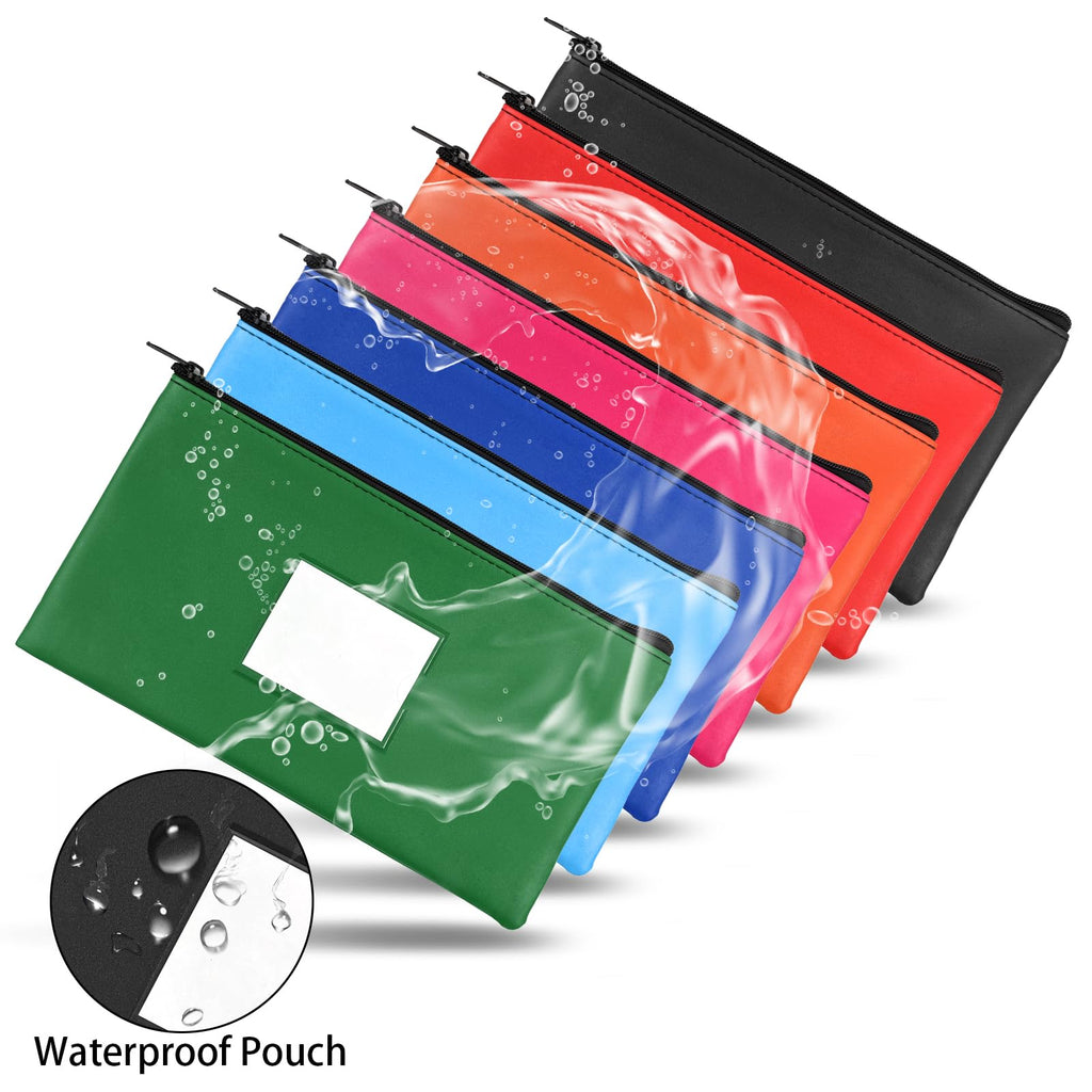 VOCHIC 7 Pieces Money Bags with Zipper,DIY Labels,Money Pouch 11x6.1 inch