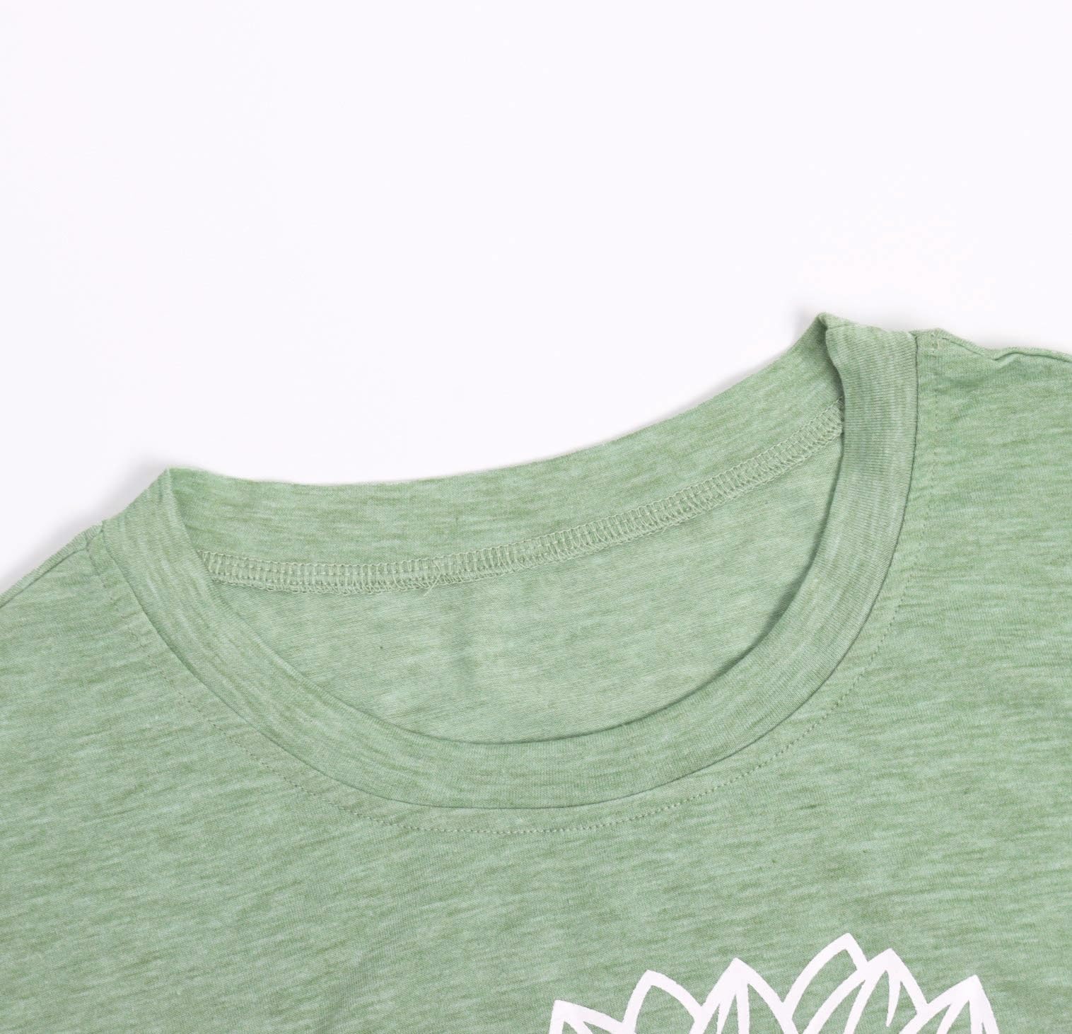 GLIGLITTR Women's Summer Sunflower T Shirt Cute Flower Graphic Loose Tees Crew Neck Short Sleeve Casual Tops (Light Green, Large)