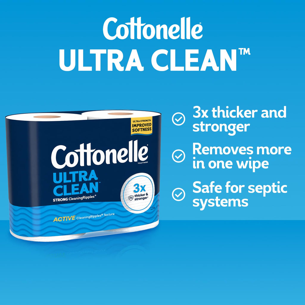 Cottonelle Ultra Clean Toilet Paper, 32 Family Mega Rolls=176 Regular Rolls