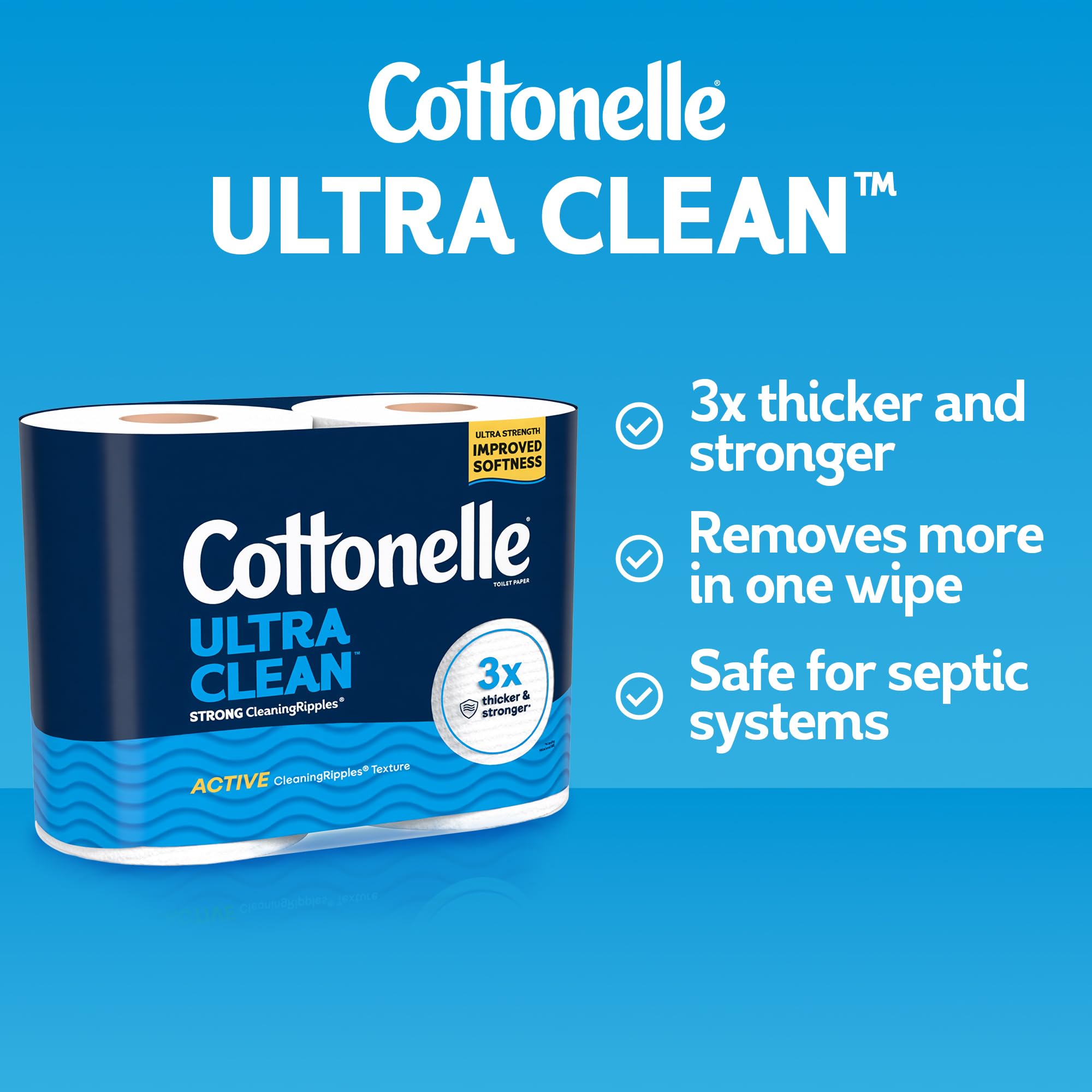 Cottonelle Ultra Clean Toilet Paper, 32 Family Mega Rolls=176 Regular Rolls