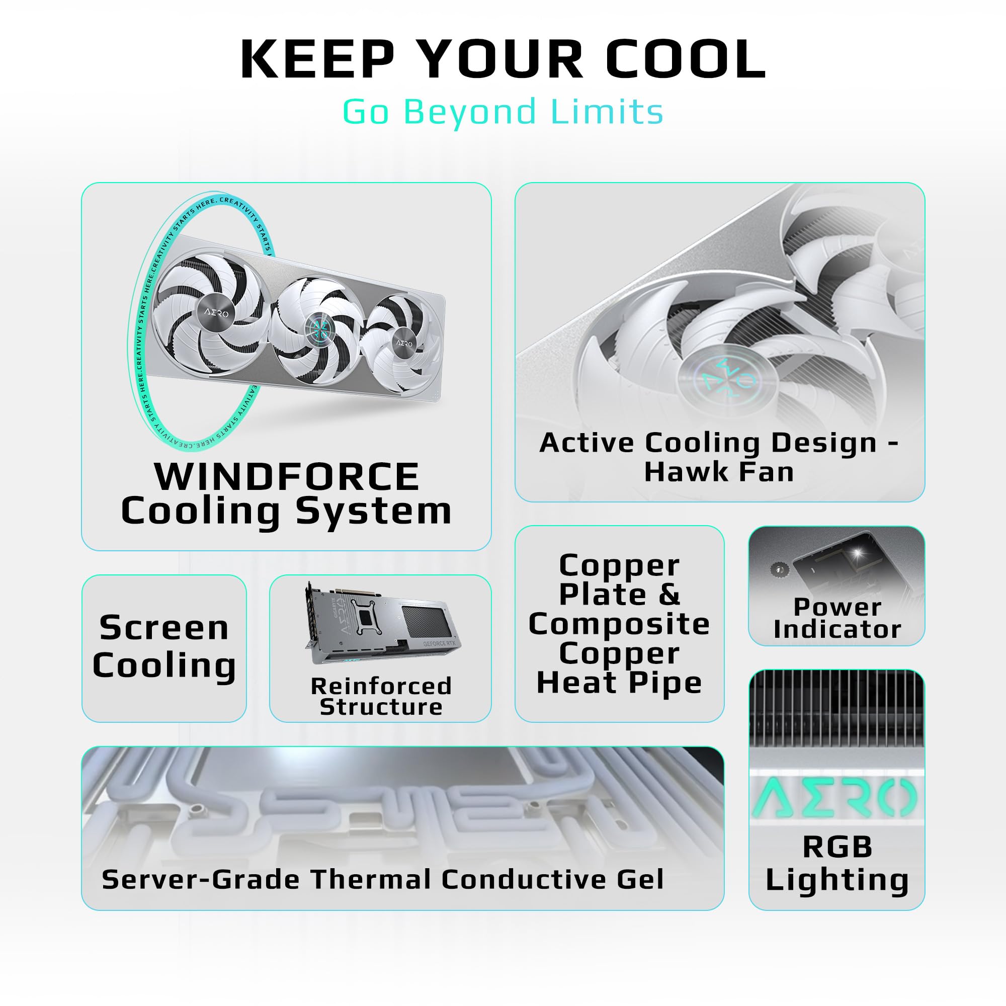 GIGABYTE GeForce RTX 5070 AERO OC 12G Graphics Card, 12GB 192-bit GDDR7, PCIe 5.0, WINDFORCE Cooling System, GV-N5070AERO OC-12GD Video Card, Compatible with Desktop
