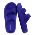 CUSHIONAIRE Fame Pillow Recovery Sandals for Women, Adjustable Double Buckle Waterproof EVA Cloud Slides for Women, BRIGHT BLUE 7