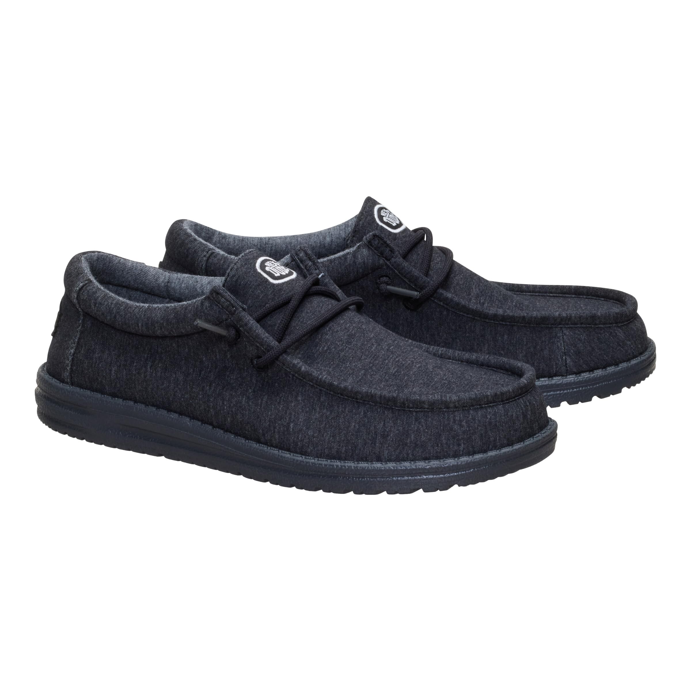 HEYDUDE Wally Stretch Jersey Black Size 10, Men’s Shoes, Men's Slip-on Loafers, Comfortable & Light-Weight
