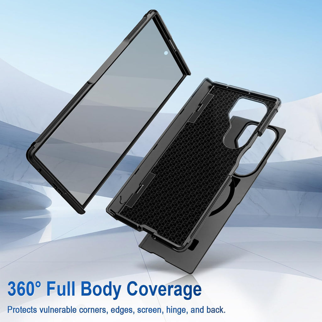 LIDEEYA for Z Fold 8 Ultra Case with S Pen Slot & Pen Privacy Screen Black