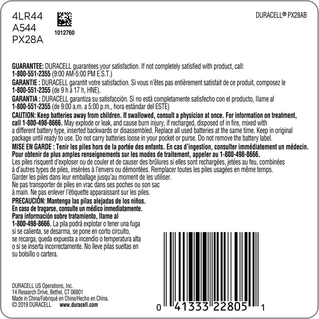 Duracell - 28A Alkaline Batteries - long lasting, 6 Volt specialty battery for household and business - 1 count