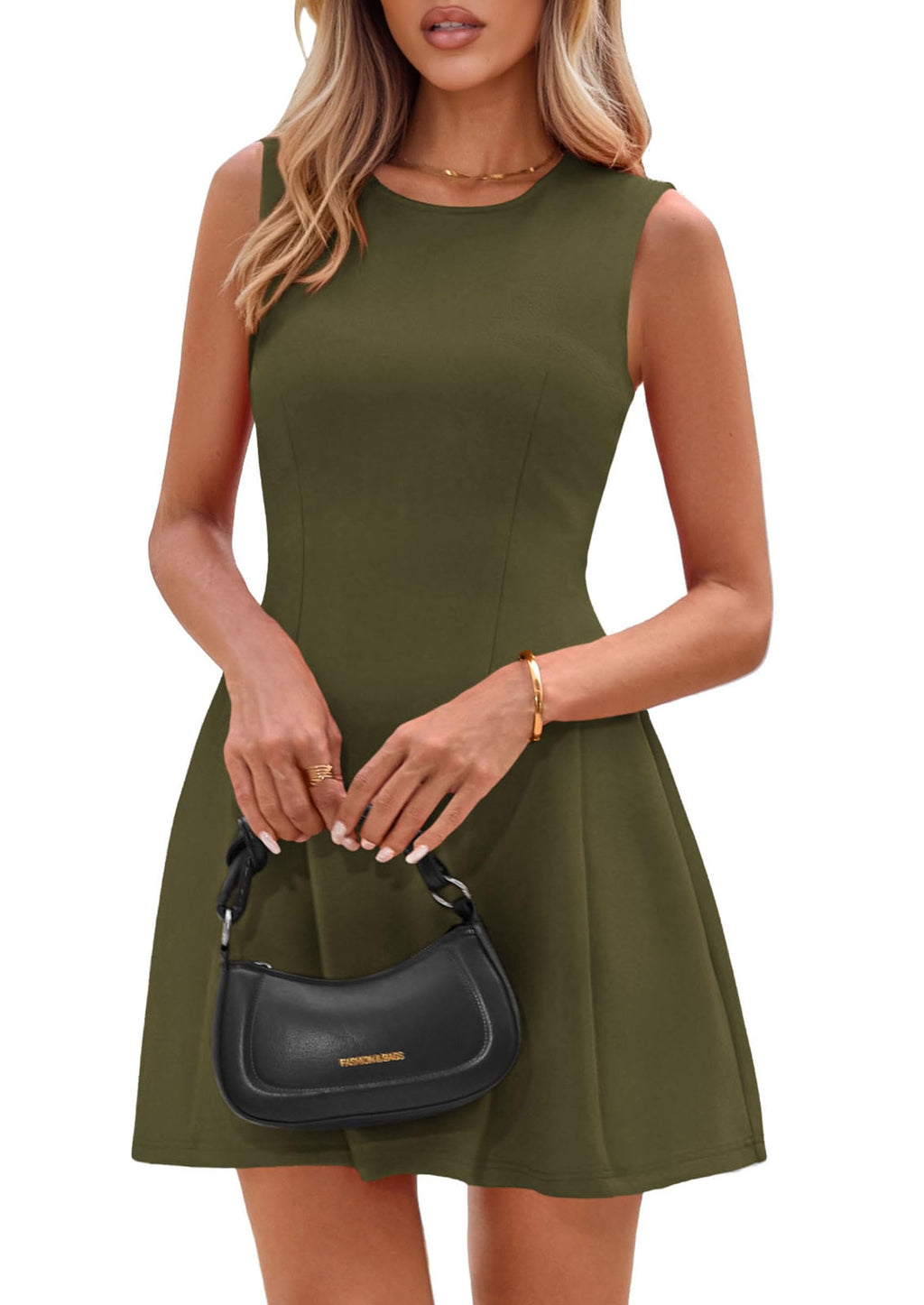 PRETTYGARDEN Summer Dresses for Women 2026 Elegant Classy Spring A Line Business Casual Work Graduation Cocktail Short Dress (Army Green,XX-Large)