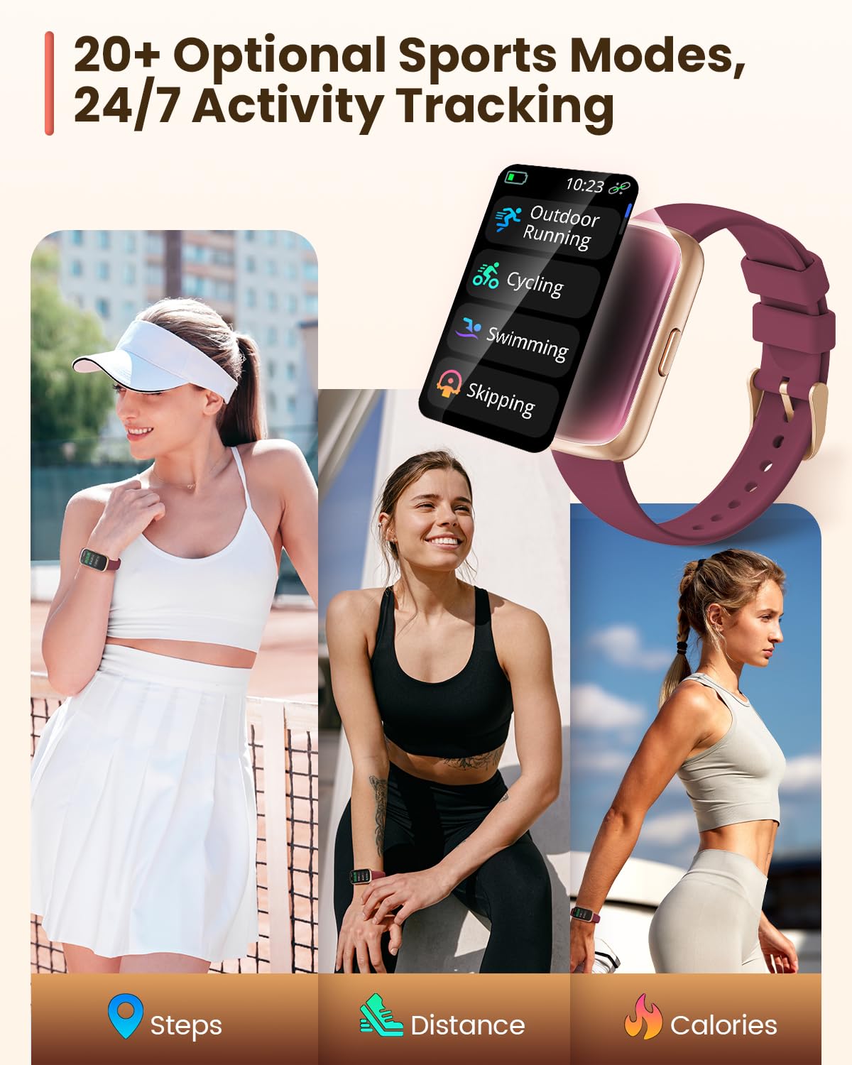 Fitness Watches for Women, Fitness Tracker Watch with Heart 24H Rate/Blood Oxygen/Sleep Monitor, 20+ Sports Modes Smart Watches for Women, Activity Tracker and Smartwatch for Android/iOS Phones