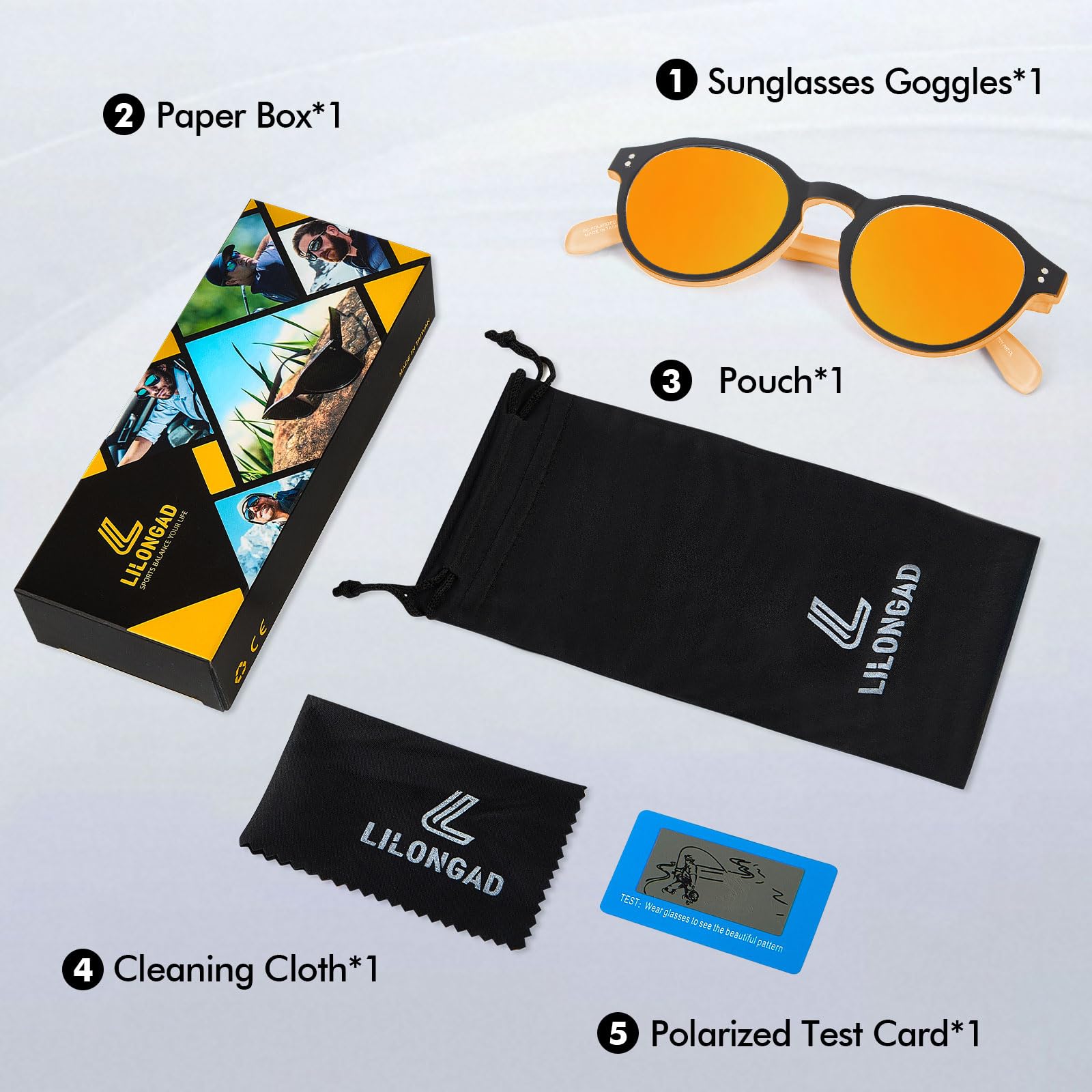 LILONGAD PC-Polarized Sunglasses for Men & Women – UV400, Anti scratch polarized sunglasses, Lightweight TR90 Frame for Driving & Outdoor Use (Orange/Red Revo)