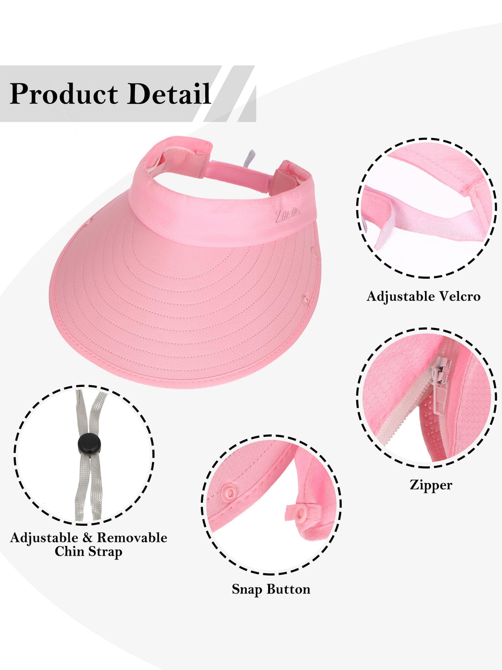 LA CARRIE Women Sun Hats Detachable Wide Brim UV UPF 50+ Face Mask Visor with Neck Flap Hat for Summer Beach(Pink)