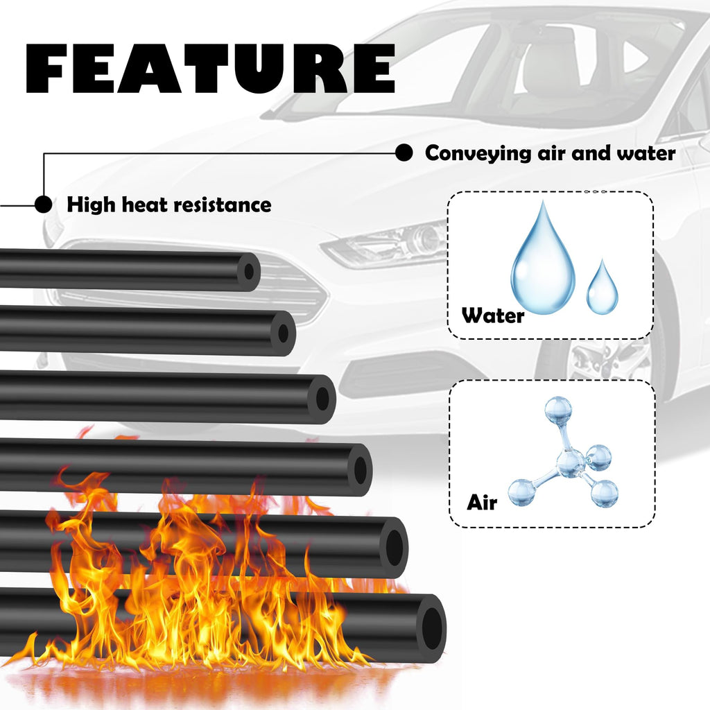 Multipurpose Vacuum Line Kit,6PCS 5Ft Vacuum Hose Automotive+64PCS Vacuum Line Connectors,Max 130PSI Silicone Hose for Variety Car Piping System Automotive Replacement Vacuum Hoses (70PCS)
