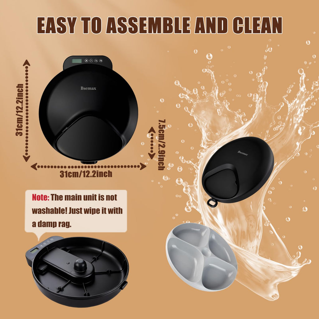 Automatic Wet Food Cat Feeder, Auto Refrigerated Wet Foods Feeder for Cats Dogs 4 Meal Timed Fresh Foods Dispenser with 2 Ice Packs Small Pet Feeders for Kitty Puppy Automatic Cat Dog Food Bowl Black
