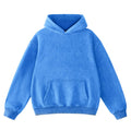 FAIABLE Mens Hoodies Oversized Unisex Acid Wash Hoodie Heavyweight Fleece Vintage Washed Distress Cotton Sweatshirt Men Women Couples Streetwear College Casual Fall Winter Autumn 2026 Bright Blue