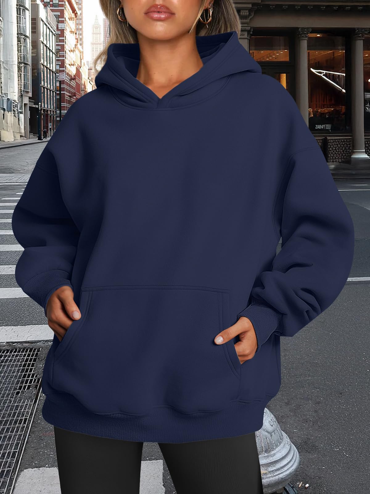 Trendy Queen Womens Oversized Hoodies Fleece Sweatshirts Fall Fashion Pullover Sweaters Winter Clothes Navy M