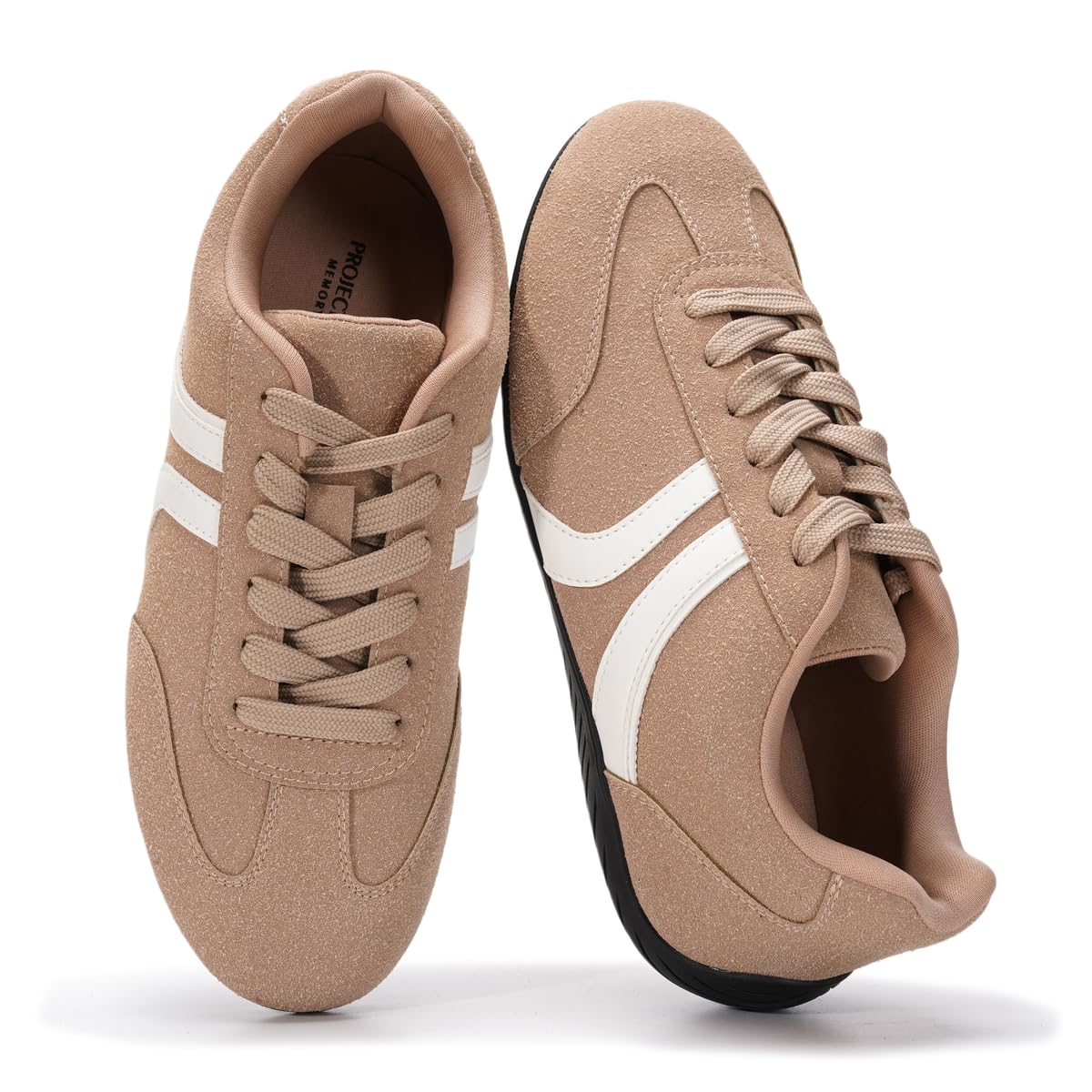 Project Cloud Barefoot Shoes Women – Memory Foam Lace-Up Womens Sneakers – Lightweight & Non Slip Womens Shoes Casual – All-Day Women's Fashion Sneakers for 2026 (Goal, TAN, 7)