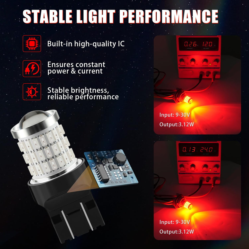 iBrightstar 7443 LED Bulb Red, 7440 LED Brake Light Bulbs Super Bright for Rear Brake Lights and Tail Lights, 2 Pack