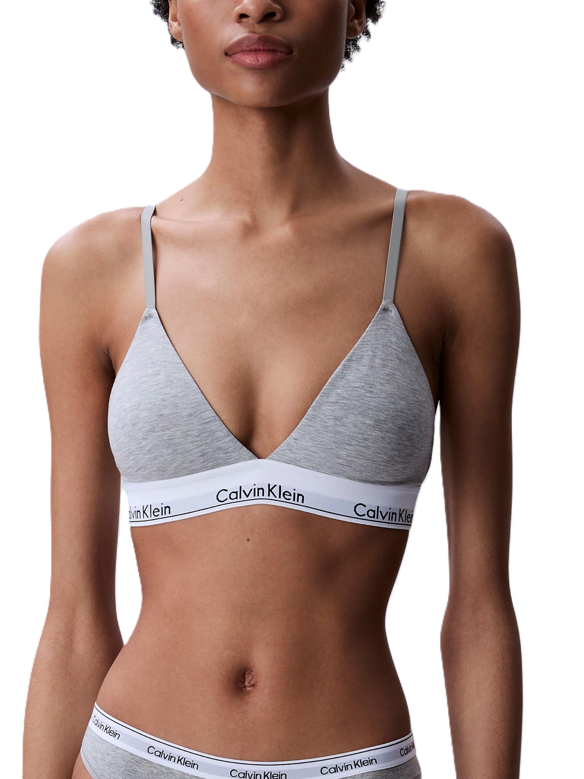 Calvin Klein Modern Cotton Lightly Lined Triangle Bralette Grey Heather