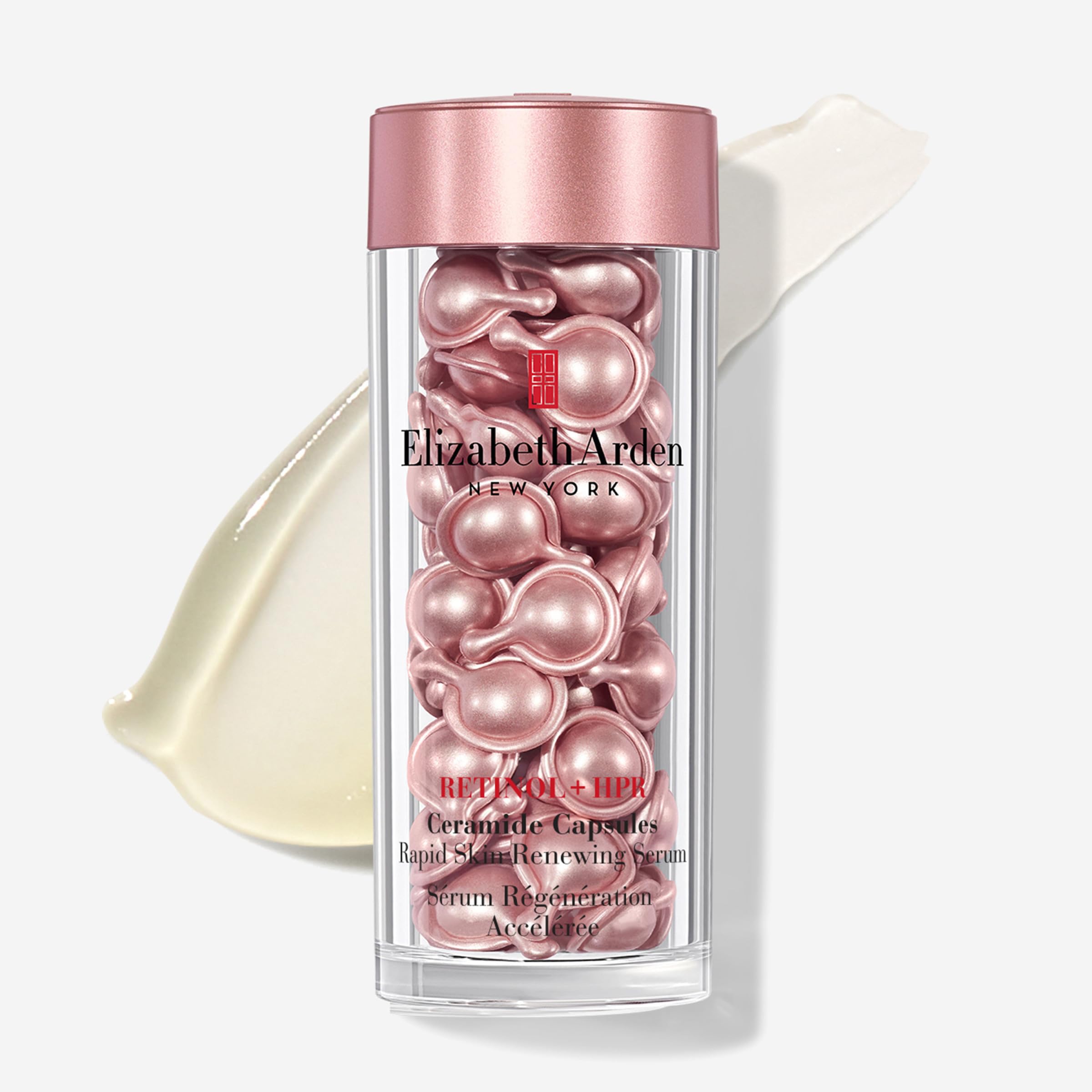 Elizabeth Arden Retinol + HPR Ceramide Rapid Skin Renewing Anti-Aging Face Serum Capsules, Fine Lines & Wrinkles Treatment with Peptides, Vitamin E, & Niacinamide, 60 Count