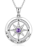 Meeshi Compass Necklace for Women Necklaces for Wife Birthday Gift for Wife for Gifts for Anniversary for Her Amethyst Necklace[Feb-Amethyst-S]