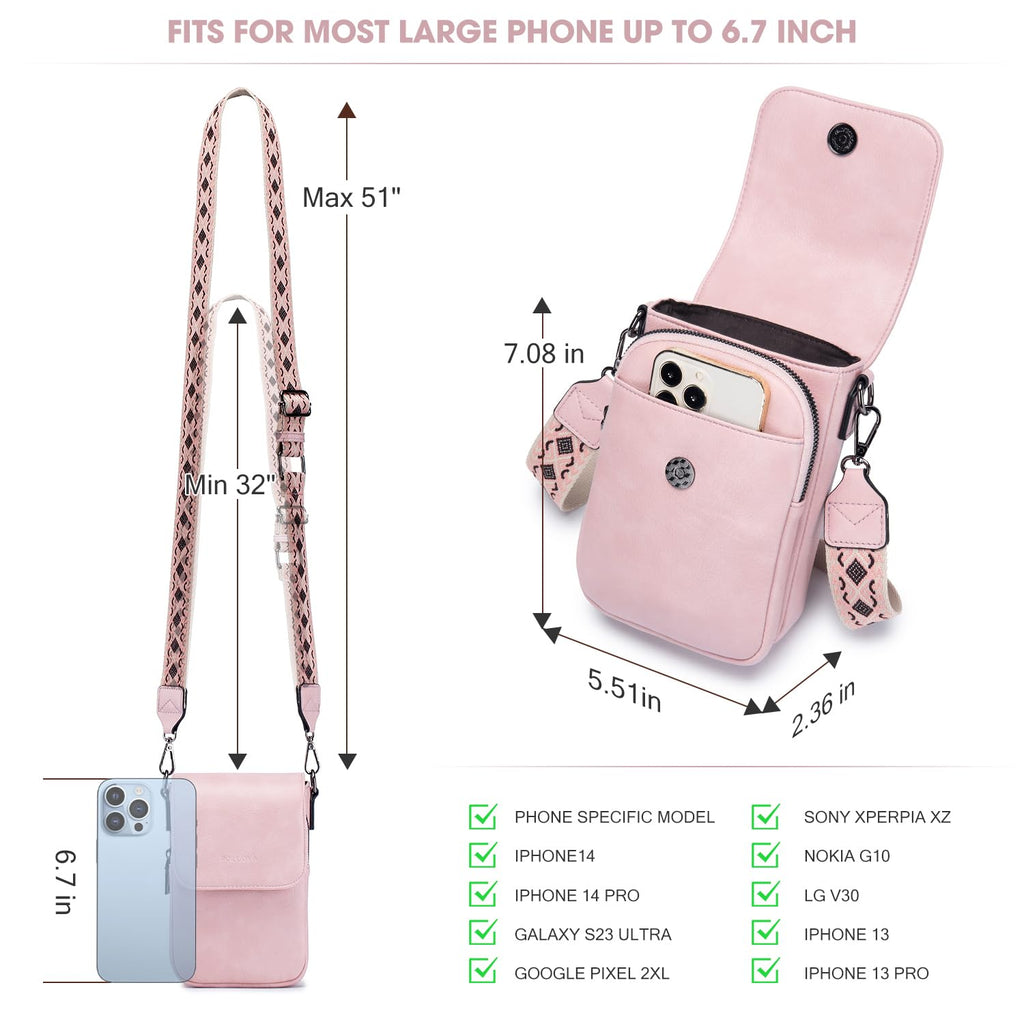 POIUGOYA Small Crossbody Bags for Women Trendy,Leather Triple Compartment Cell Phone Crossbody Wallet Purses with Card Slots