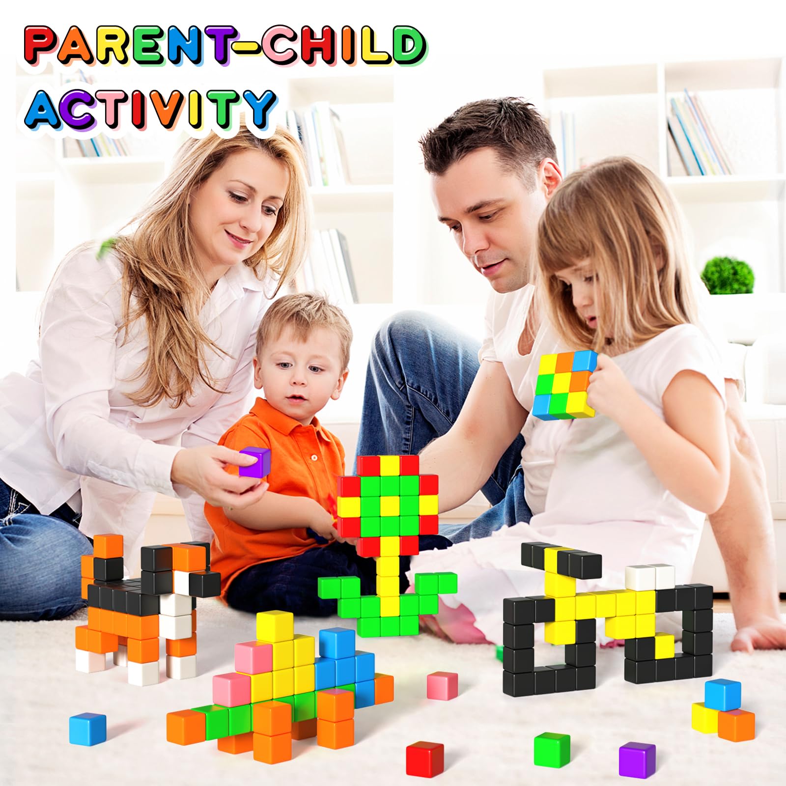 Apluses 54 PCS Magnetic Blocks, Magnetic Building Blocks for Toddlers 3+, Montessori Toys, Magnet Cubes, Preschool STEM Educational Sensory Magnet Toys for Kids Ages 3-5 Year Old Boys and Girls