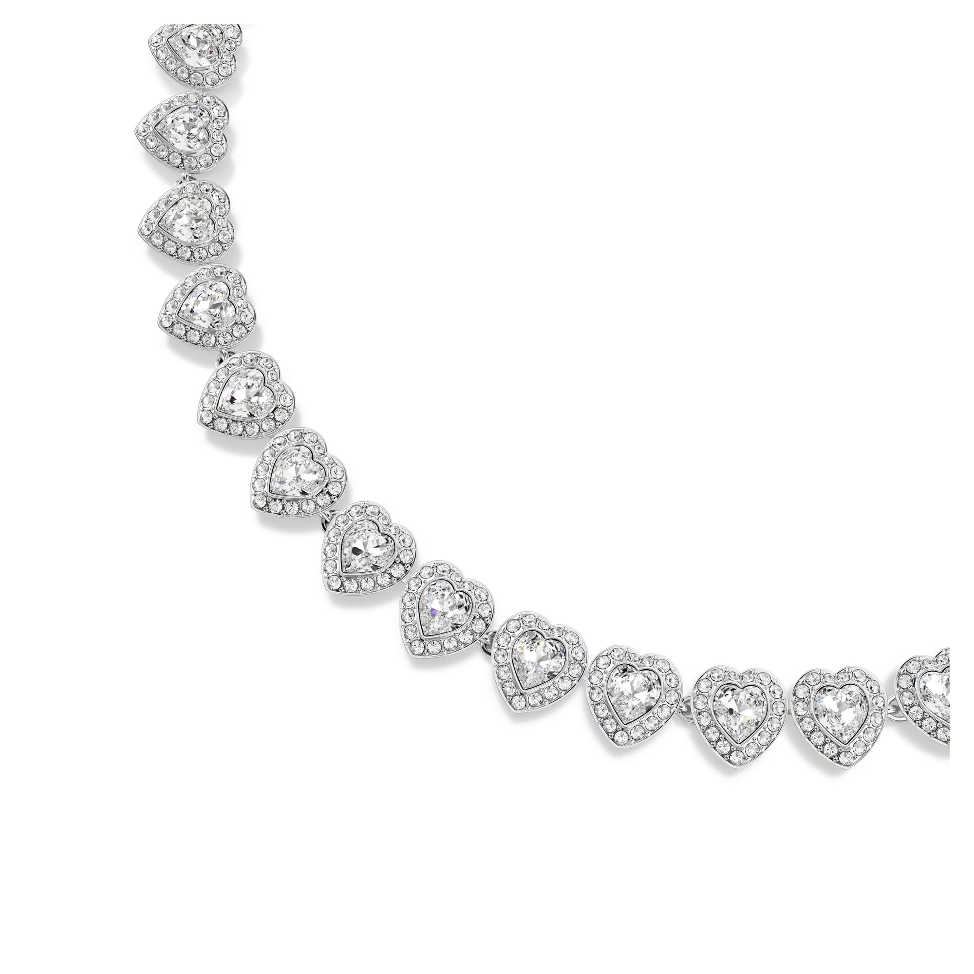Swarovski Ariana Grande Heart All-Around Tennis Style Crystal Necklace in Rhodium Finish - Part of the Ariana Grande x Capsule Collection
