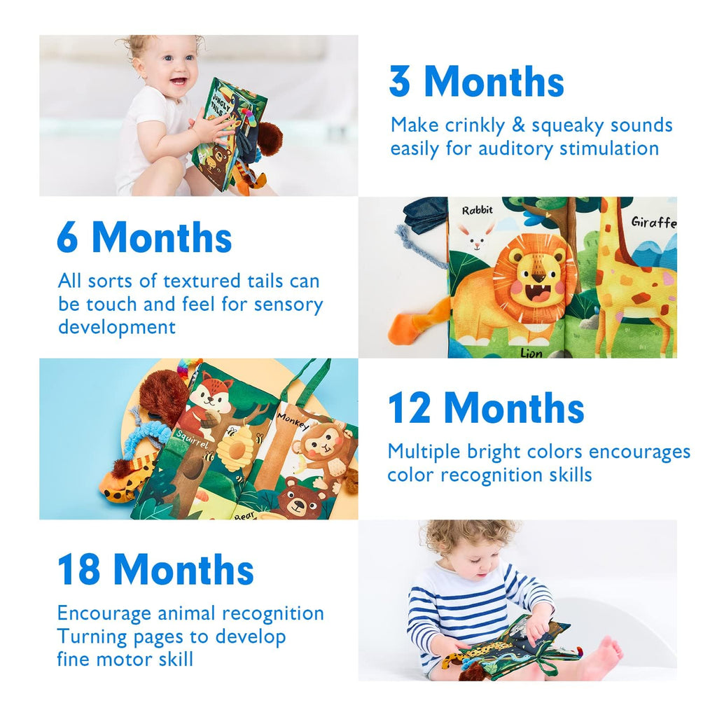 hahaland Baby Books 0-6 Months,Infant Tummy Time Toy Sensory Toys 6 to 12 Months Touch Feel Book Travel Toy Gifts for Boy Girl 0-3 Month Baby Shower Valentine Birthday Easter Basket Stuffers (Single)