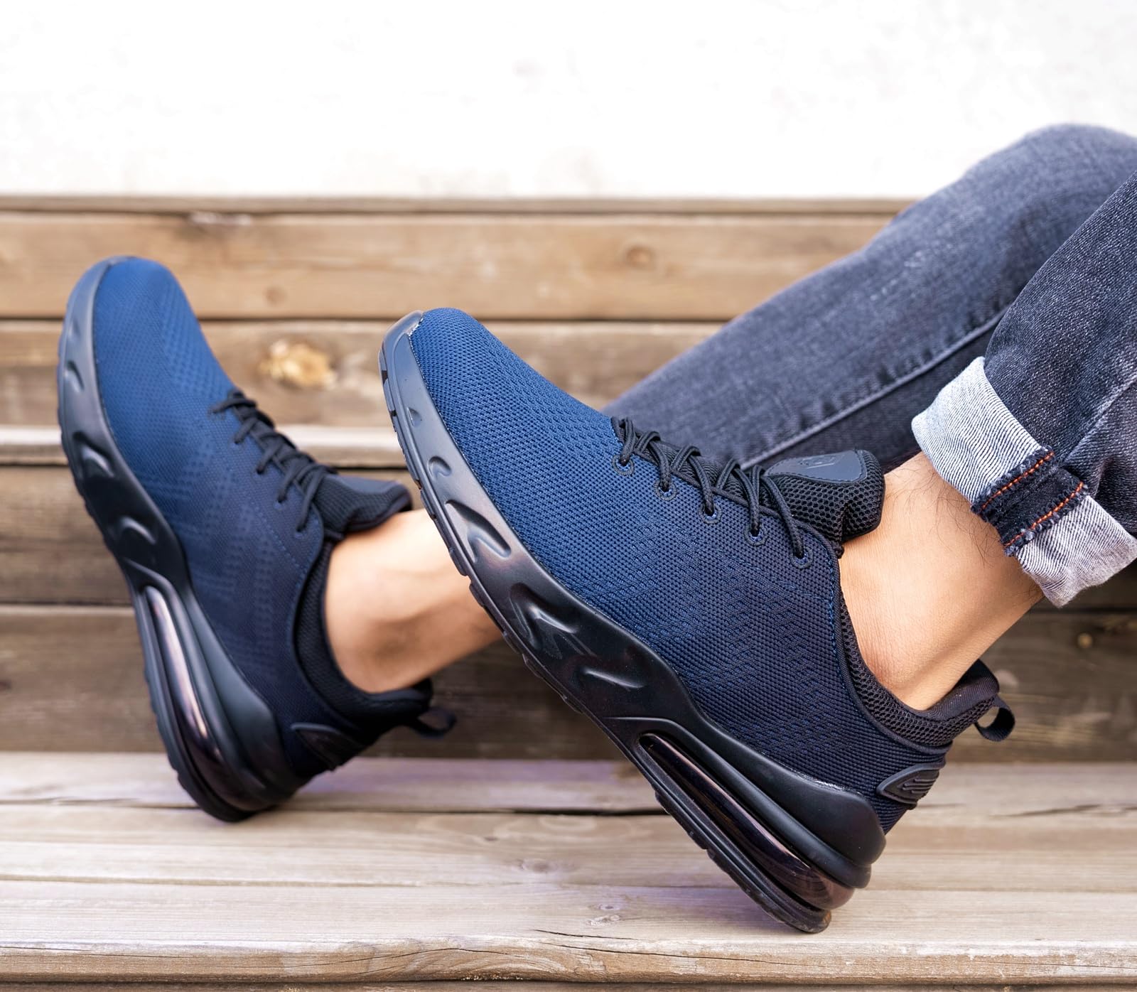 LARNMERN Men Non Slip Work Sneakers Water Resistant Food Service Zapatos Trabajo Antideslizantes Walking Shoes Waterproof Shoes Slip-on, Beacon Blue 8