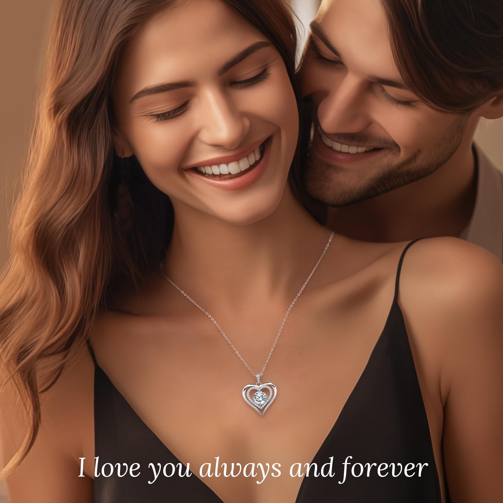 Valentine's Day Gift Moissanite Heart Pendant Necklaces for Women, 925 Sterling Silver Necklace Engraved with 'I LOVE YOU', Ideal Anniversary Birthday Jewelry Gifts for Mom Wife Girlfriend Daughter Her
