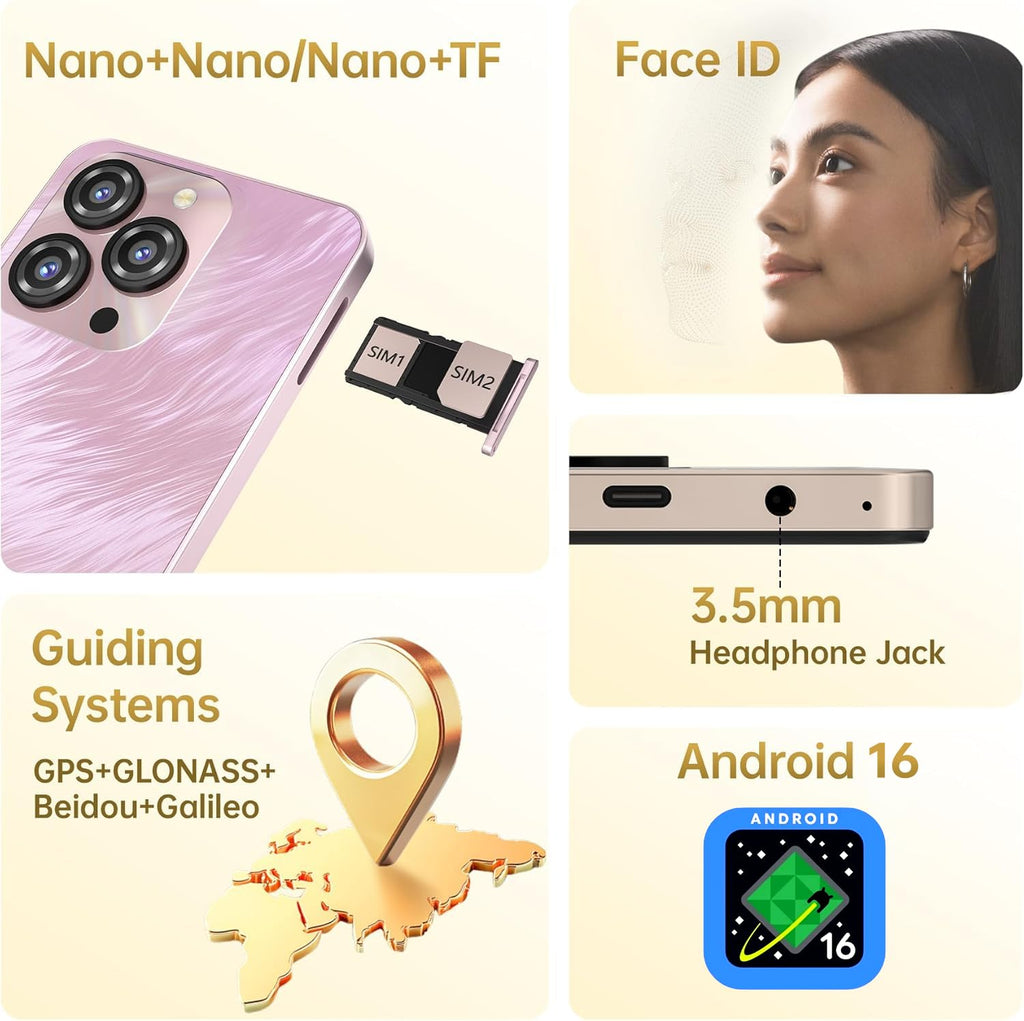 OUKITEL C3 Android 16 Cell Phone Unlocked-16GB RAM+128GB/TF 1TB ROM Smartphone, 5000mAh Battery, 6.52'' Waterdrop Screen, 13MP+5MP Camera, 4G Dual SIM Android Phone, Face ID/3.5mm Jack/GPS/BT5.0, Grey