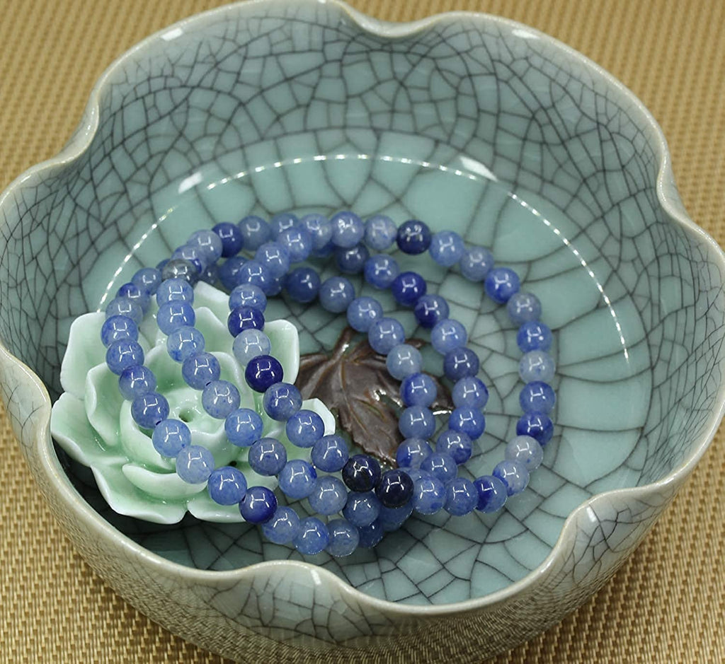 Angelstones Handmade Natural Blue Aventurine Healing Gemstone 6mm Round Beads Stretch Crystal Bracelet 7 Inch Unisex