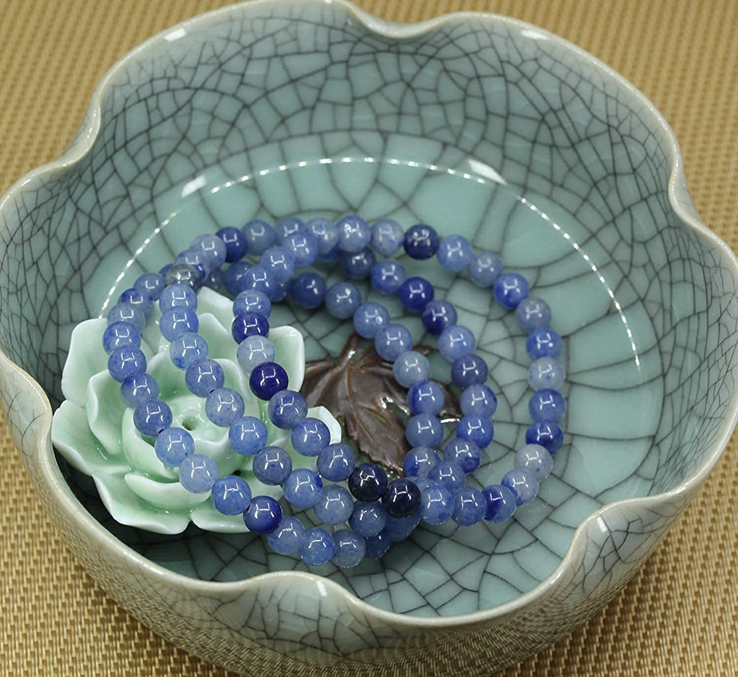 Angelstones Handmade Natural Blue Aventurine Healing Gemstone 6mm Round Beads Stretch Crystal Bracelet 7 Inch Unisex