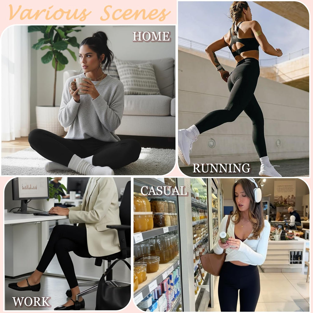 yeuG 7 Pack High Waisted Leggings for Women Tummy Control Soft Workout Yoga Pants Full Length & Capri(Black,Large-X-Large)