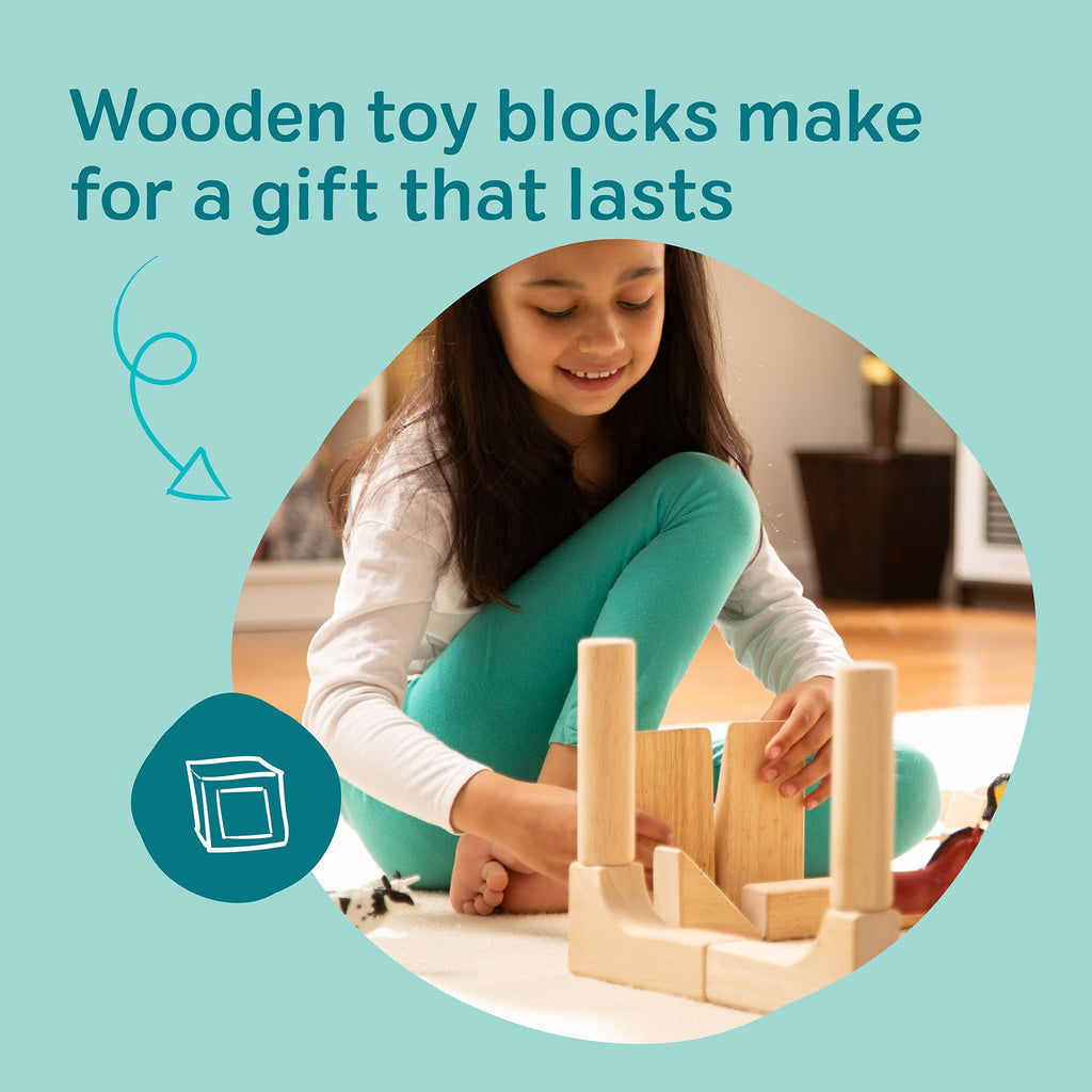 Melissa & Doug Standard Unit Solid-Wood Building Blocks With Wooden Storage Tray (60 pcs)