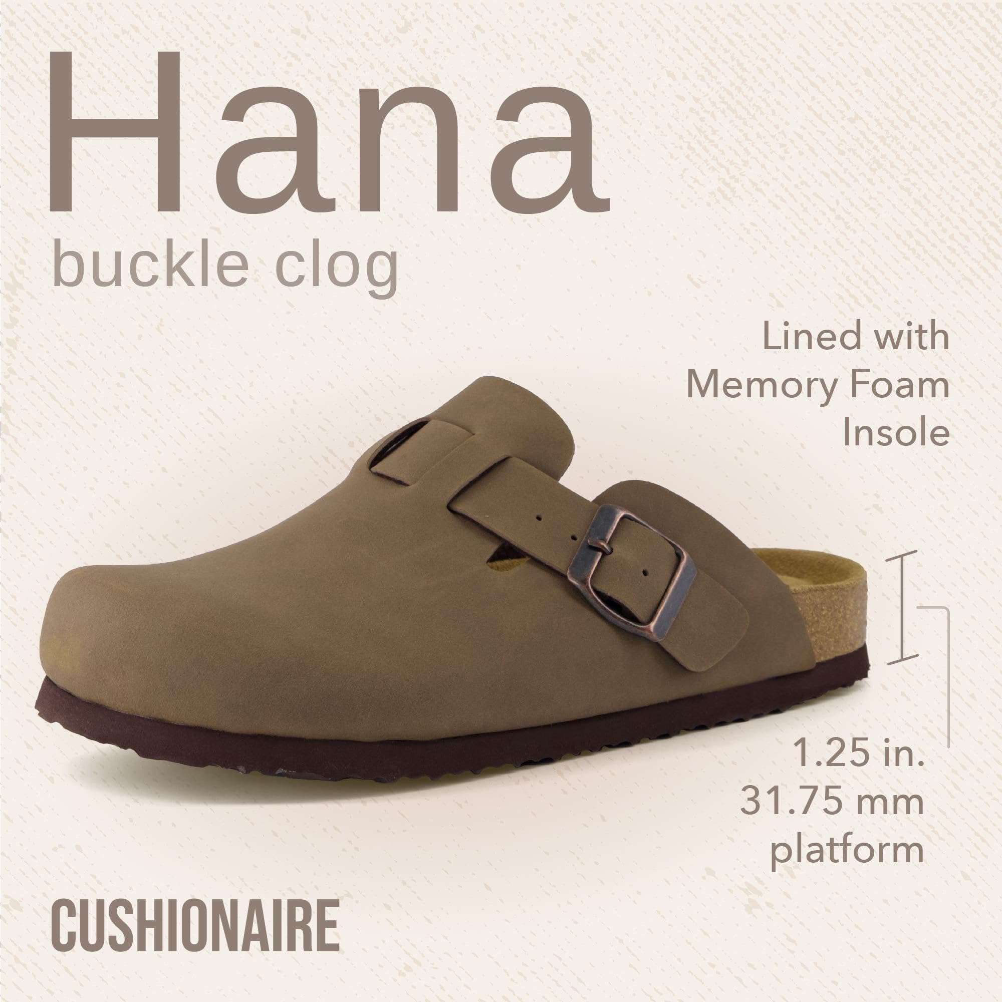 CUSHIONAIRE Hana Womens Clogs | Comfortable Vegan Suede Clogs for Women | Slip On Potato Shoes with Cork Footbed & Arch Support, Brown 8.5W