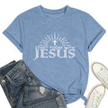 Start Today with Jesus T-Shirt for Women Christian Graphic Top,Ink Blue,XXL