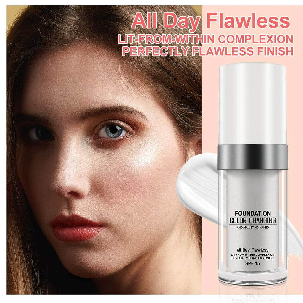 ReviGLam TLM Colour Changing Liquid Foundation Hides Wrinkles & Lines, BB Cream Makeup Base Concealer Cover Moisturizing Fluid for all Skin Tone SPF15, Pack of 2