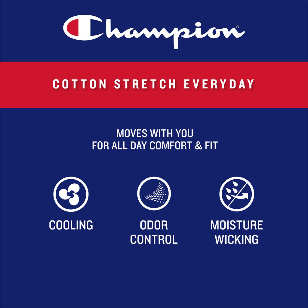 Champion Men’s Boxer Briefs, Cotton Stretch Underwear with Mesh Pouch, Moisture-Wicking, No Ride-Up Fit, Logo Waistband, Multi-Pack, Black-5 Pack, Large